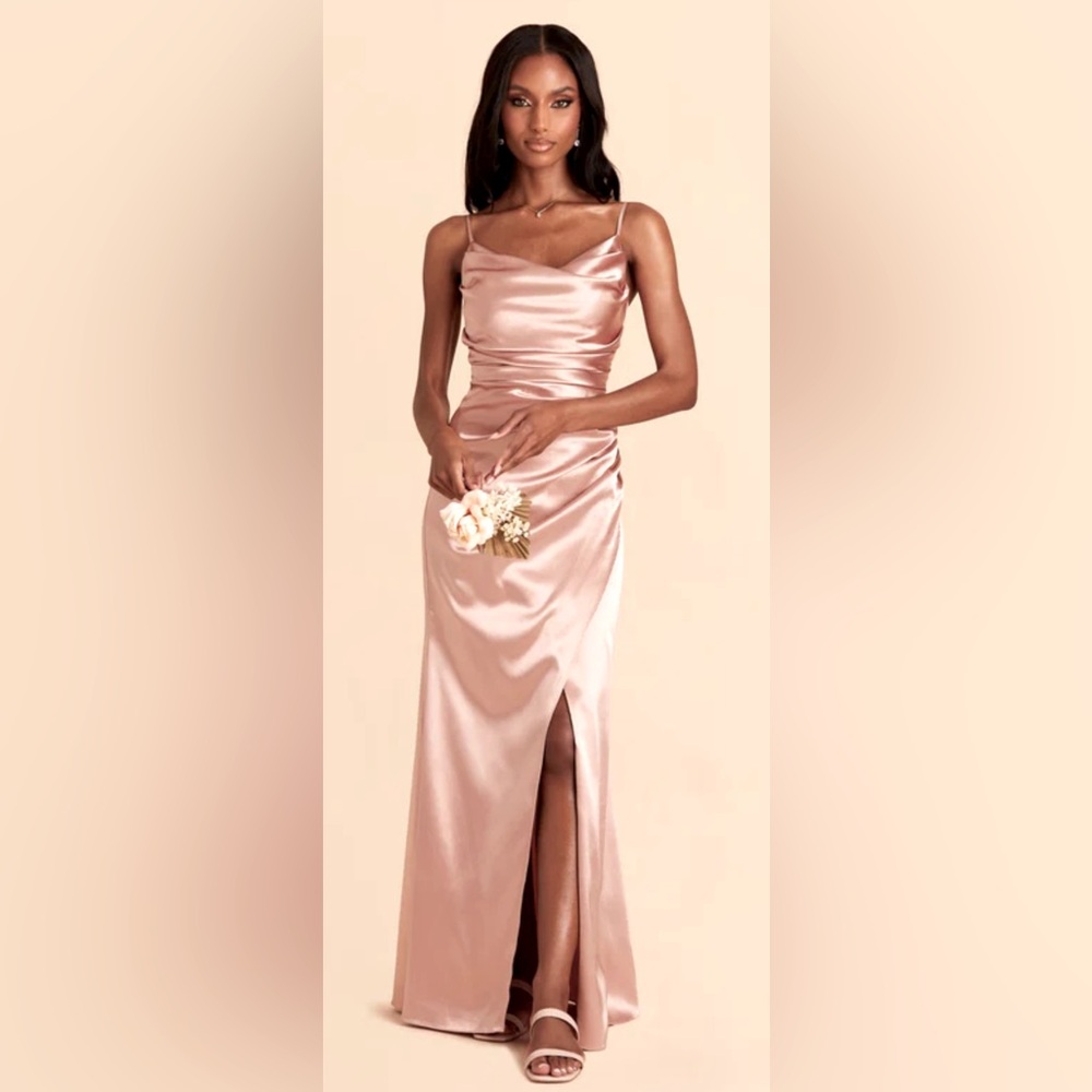 Birdy Grey Petal Pink Champagne Satin Slip Event Prom Dress Sz M Soft Girl Era